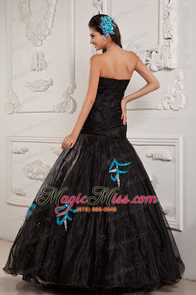 wholesale black a-line / princess sweetheart floor-length chiffon beading and appliques prom dress