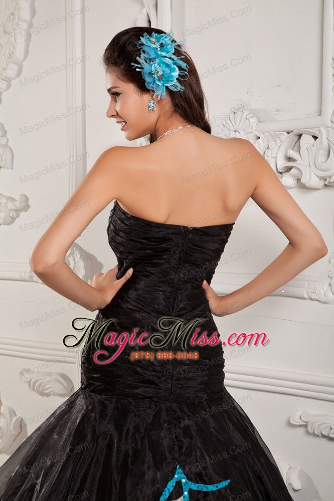 wholesale black a-line / princess sweetheart floor-length chiffon beading and appliques prom dress