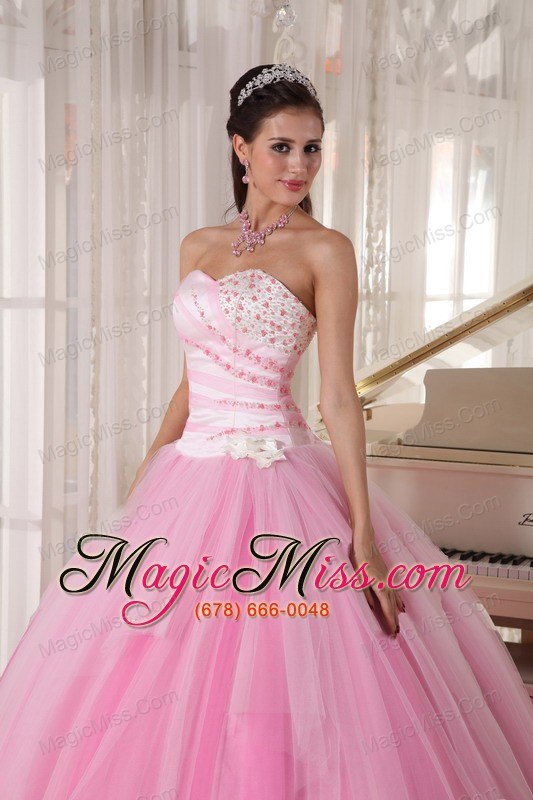 wholesale pink ball gown sweetheart floor-length tulle beading quinceanera dress