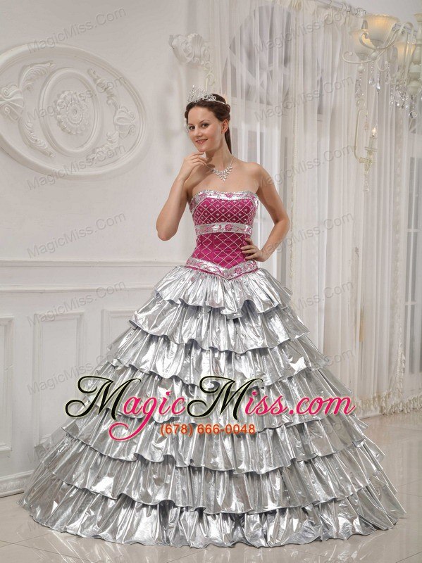wholesale popular a-line / princess strapless floor-length satin and taffeta beading quinceanera dress
