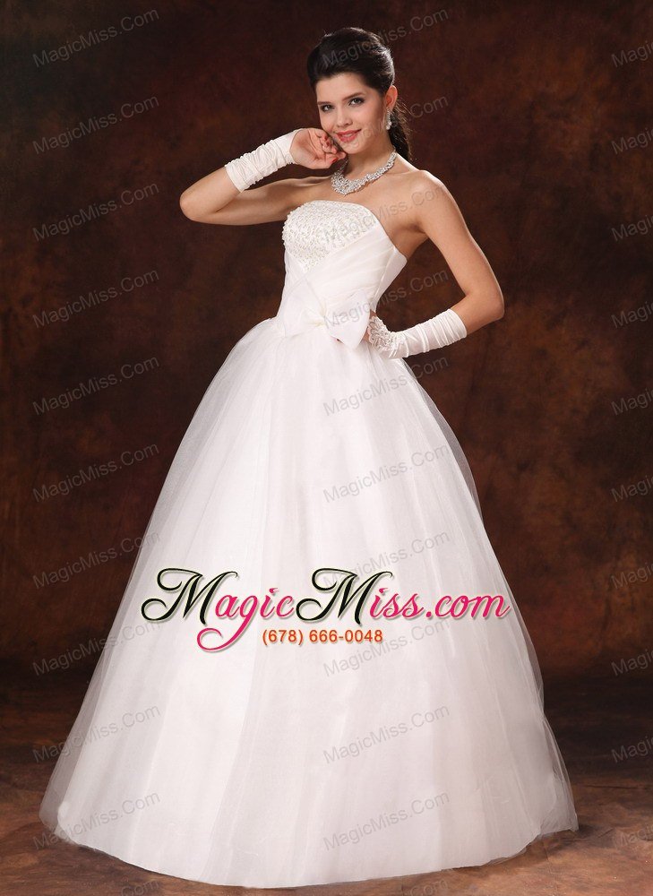 wholesale bowknot organza strapless a-line garden wedding gowns for custom made in 2013