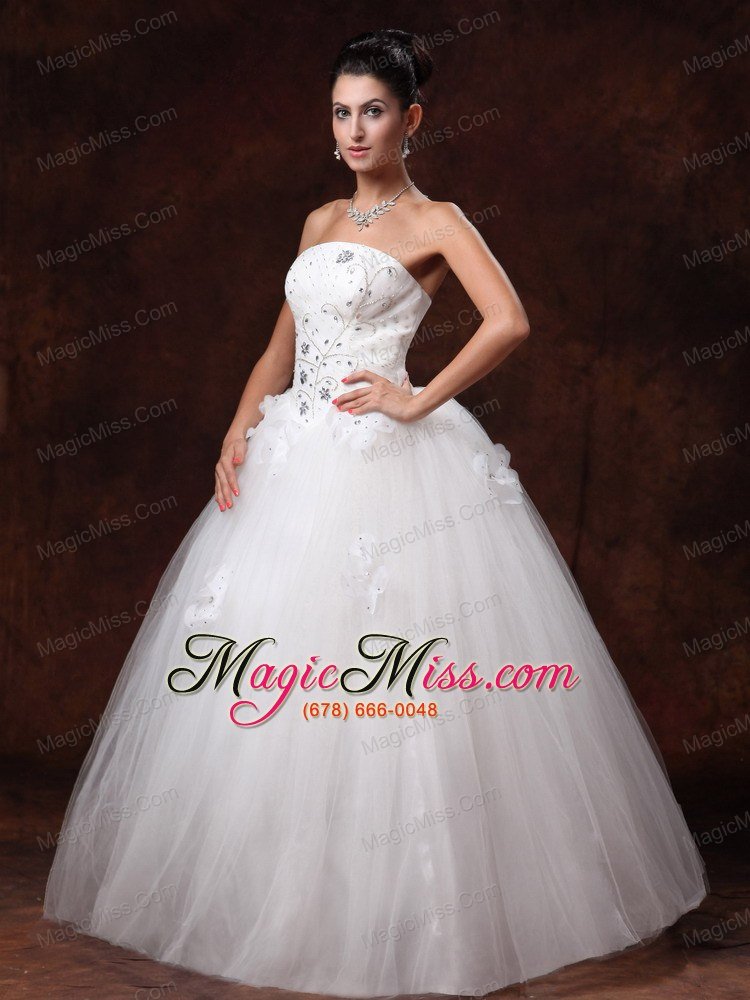wholesale strapless beaded floor-length a-line tulle wedding dress for 2013 custom made