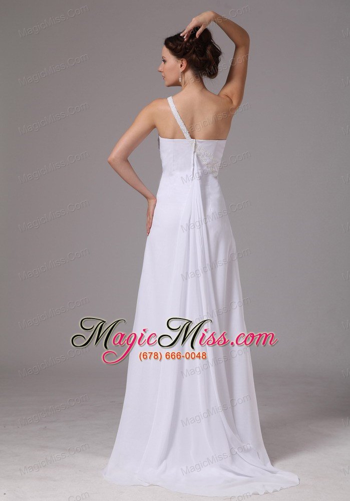 wholesale simple one shoulder watteau train chiffon wedding dress for custom made in decatur georgia