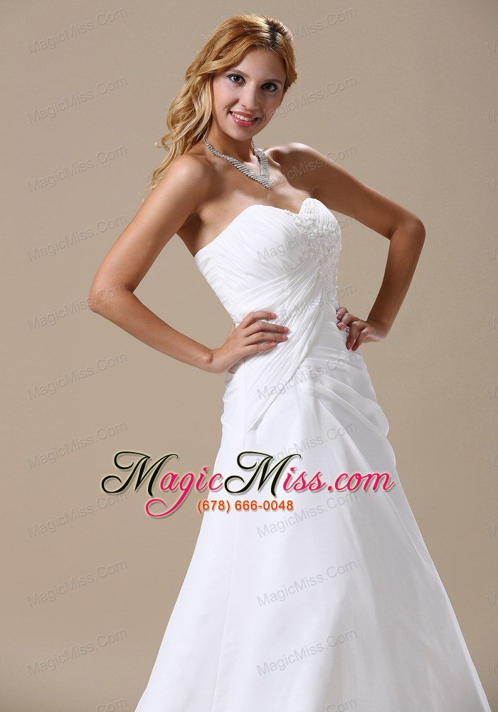 wholesale wedding dress with ruched bodice and appliques chiffon custom made