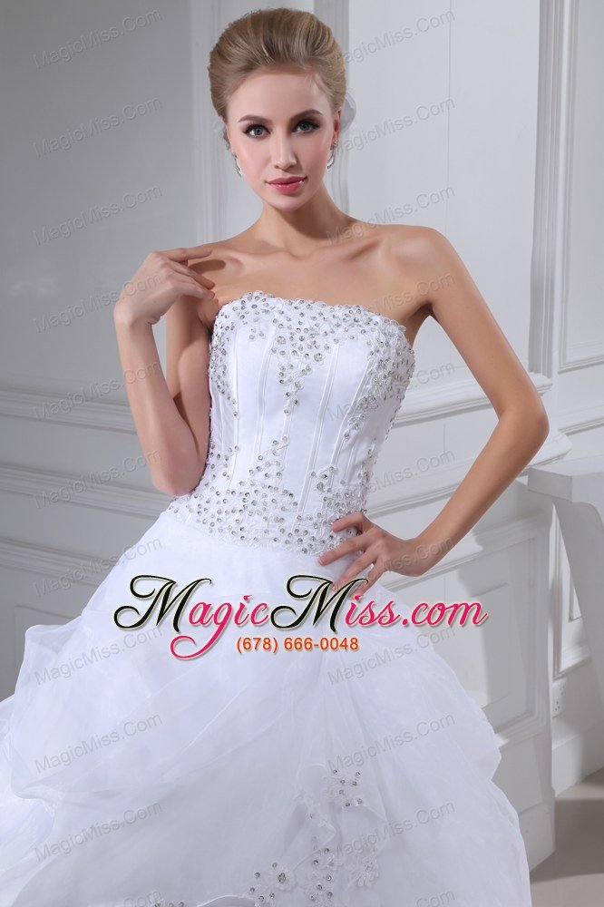 wholesale appliques with beading strapless ball gown floor-length wedding dress