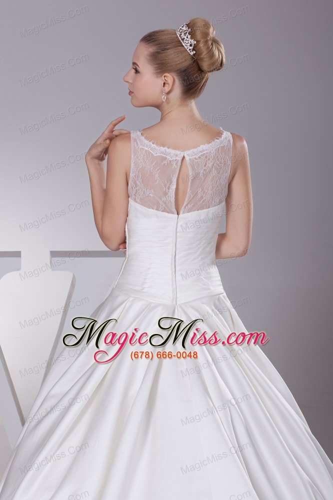 wholesale lace a-line scoop court train wedding dress