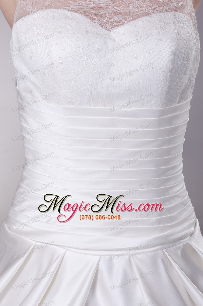 wholesale lace a-line scoop court train wedding dress