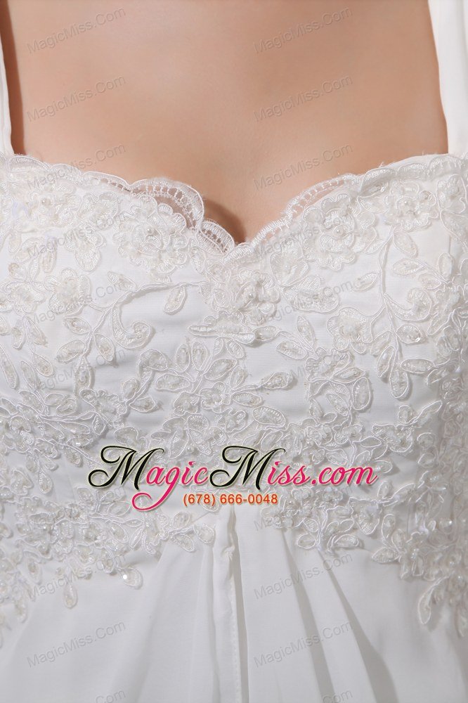 wholesale elegant a-line straps court train chiffon appliques wedding dress