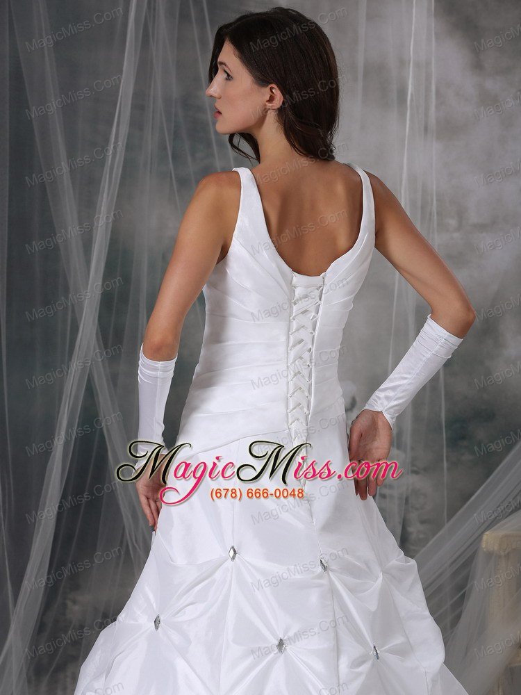 wholesale brand new a-line v-neck court train taffeta beading wedding dress