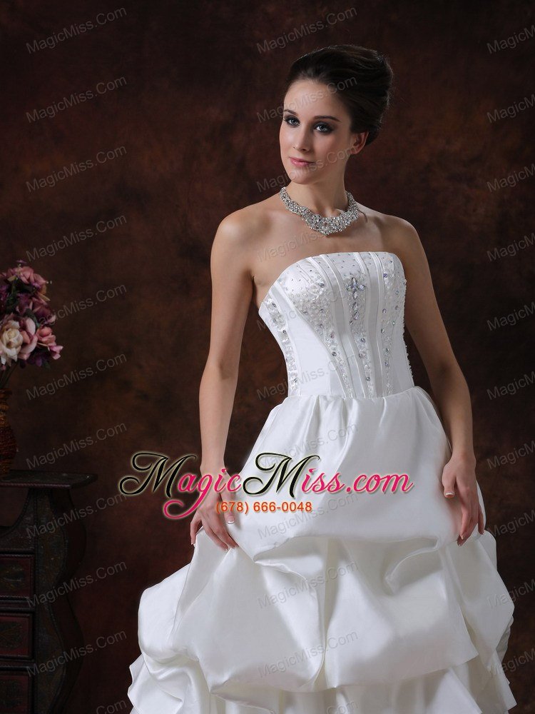 wholesale beading pick up strapless taffeta wedding dress for 2013 court train