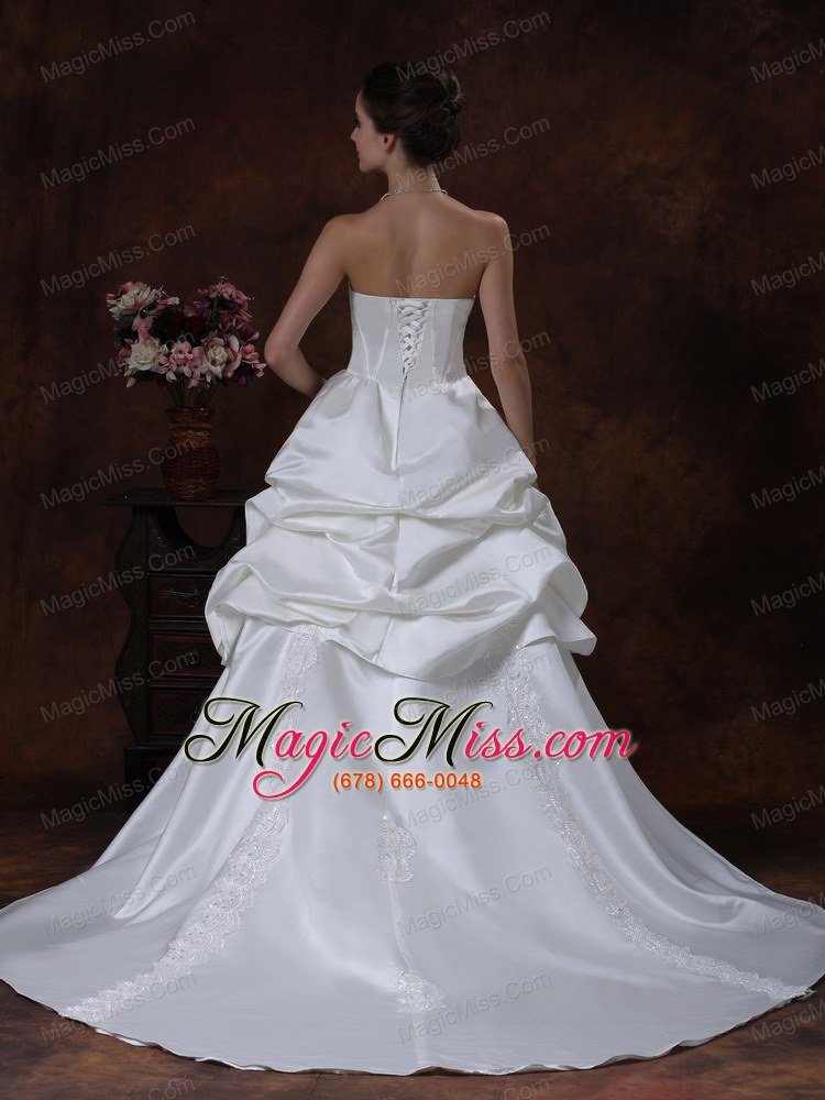 wholesale beading pick up strapless taffeta wedding dress for 2013 court train