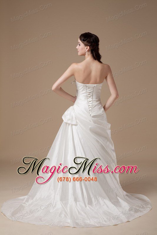 wholesale elegant a-line sweetheart brush train taffeta appliques wedding dress
