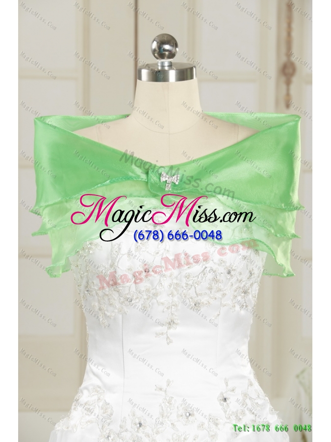 wholesale 2015 white sweetheart ruching wedding dresses with brush train