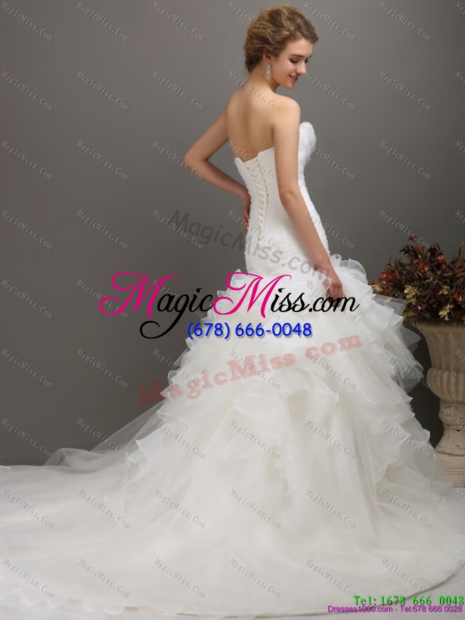 wholesale 2015 classical sweetheart wedding dress with ruching and ruffles