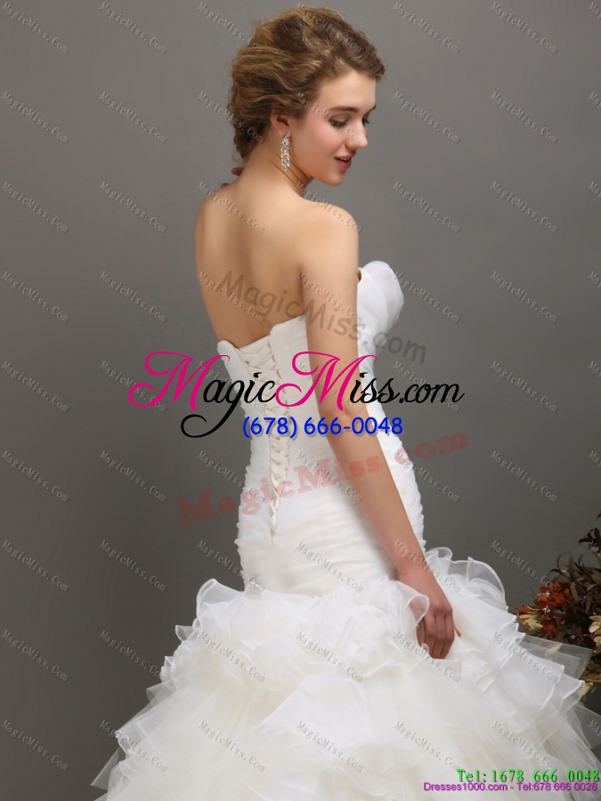 wholesale 2015 classical sweetheart wedding dress with ruching and ruffles