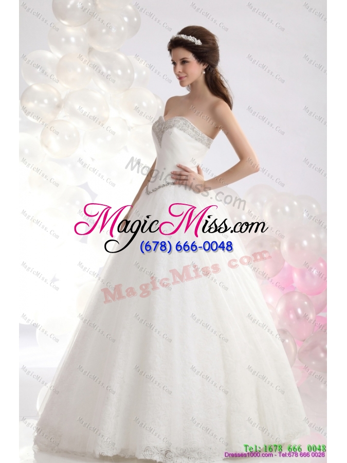 wholesale 2015 fashionable sweetheart a line wedding dress with beadings