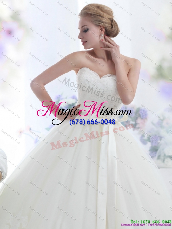 wholesale 2015 popular white sweetheart wedding dresses with hand made flowers