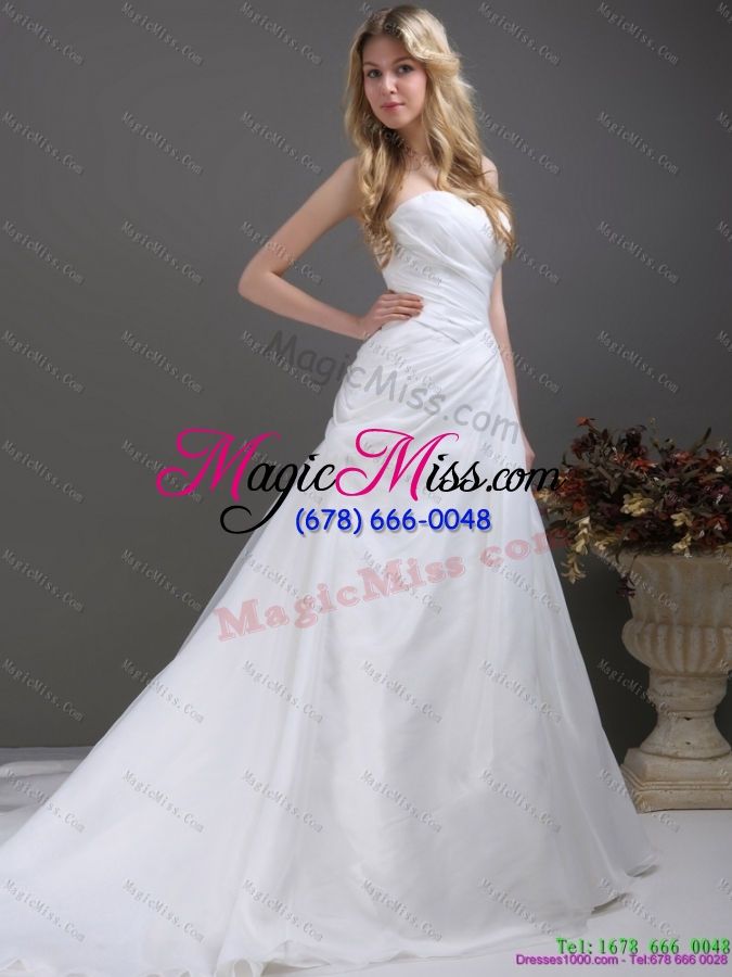 wholesale 2015 popular ruching and beading wedding dress