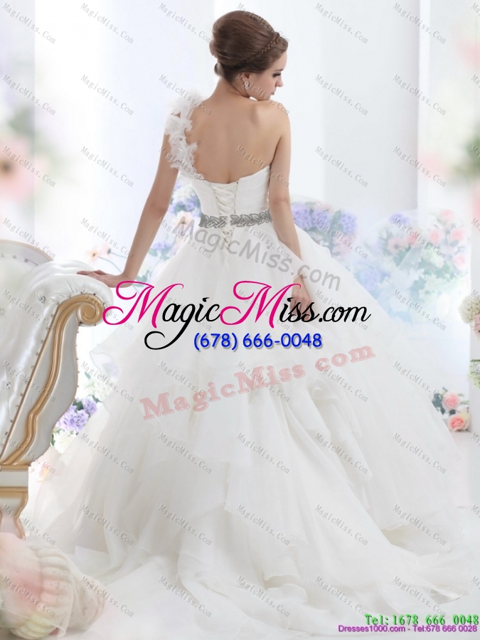 wholesale 2015 the super hot one shoulder wedding dress with appliques