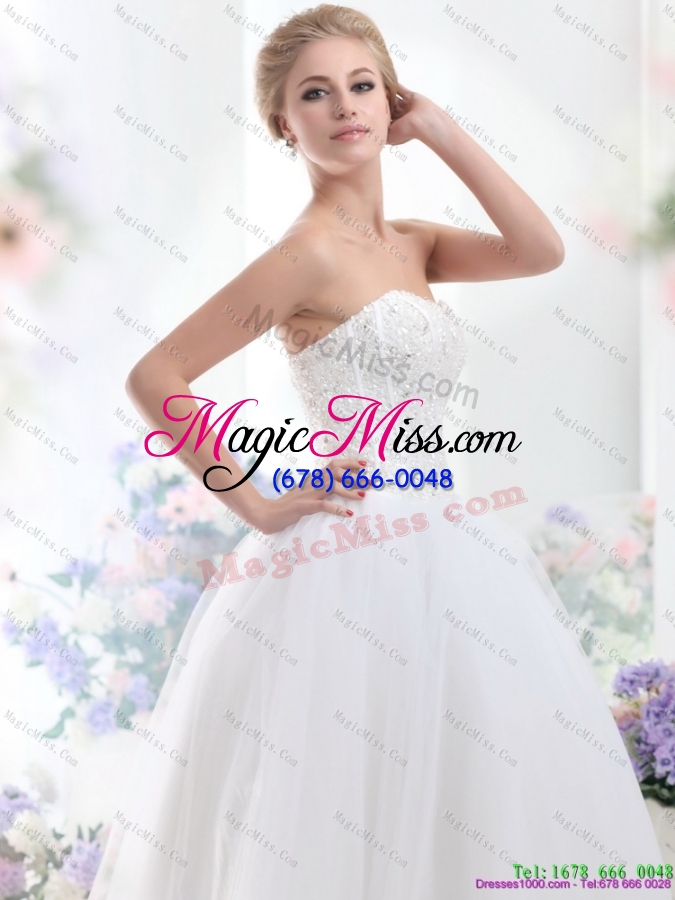 wholesale 2015 modest sweetheart a line wedding dress with beading