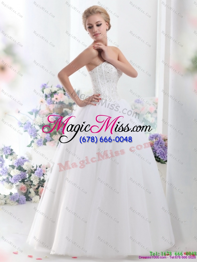 wholesale 2015 modest sweetheart a line wedding dress with beading