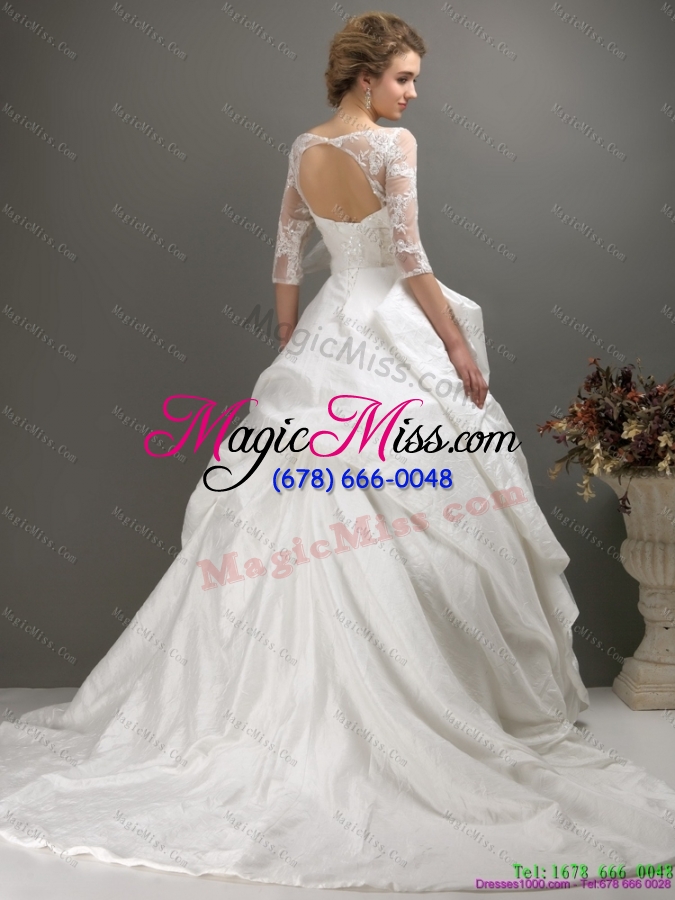 wholesale 2015 pretty a line wedding dress with lace and bowknot