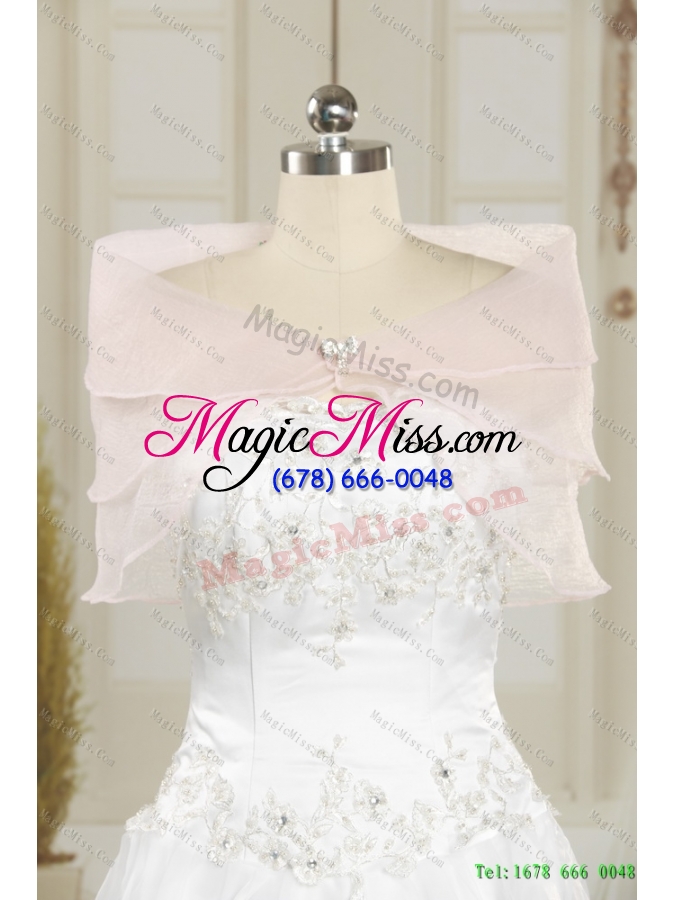 wholesale 2015 new style  white strapless new wedding dresses with beading and hand made flowers
