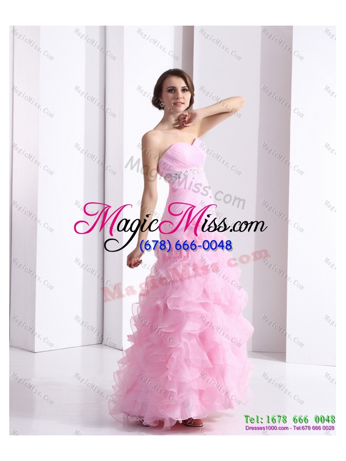 wholesale 2015 baby pink sweetheart ruching wedding dresses with ruffles and beading