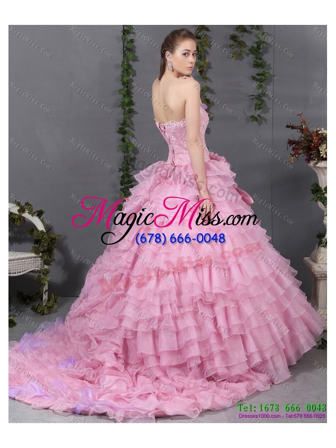 wholesale unique sweetheart ruffles 2015 wedding dresses with hand made flower