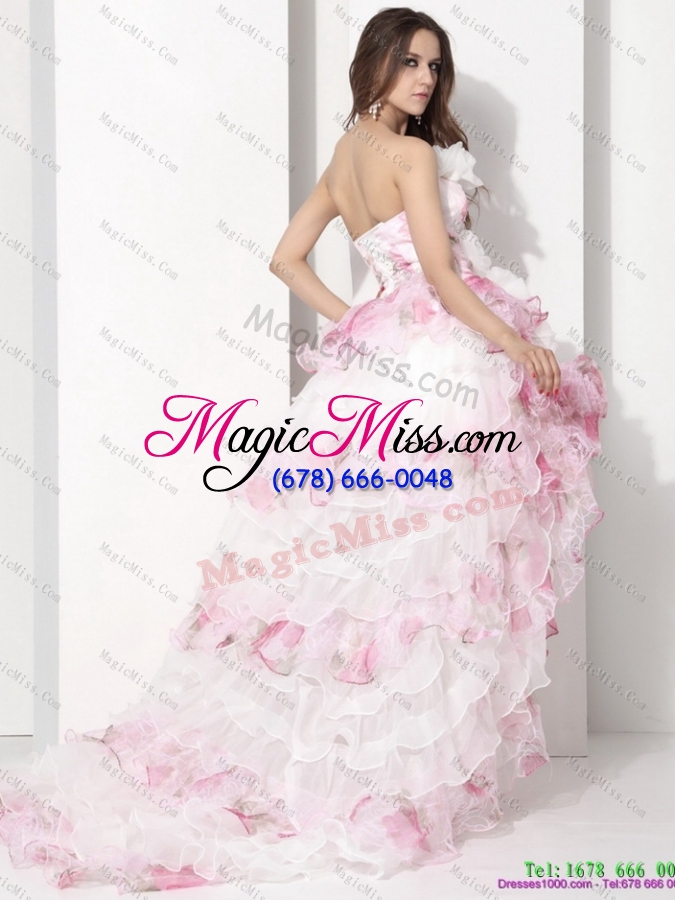 wholesale dynamic strapless high low wedding dress with ruffles for 2015