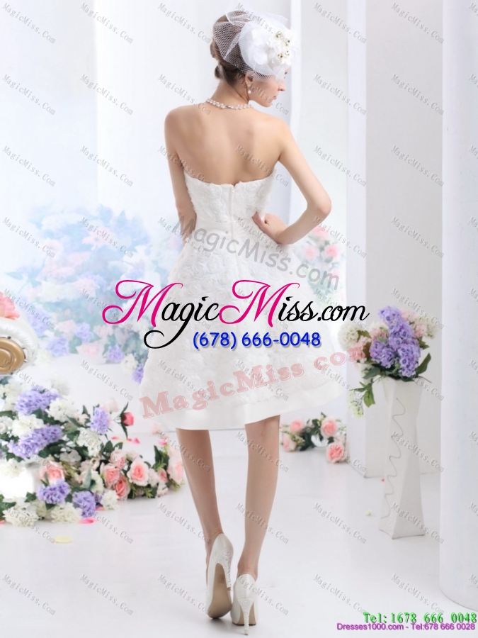 wholesale white strapless  short wedding dresses with bownot and rolling fowers