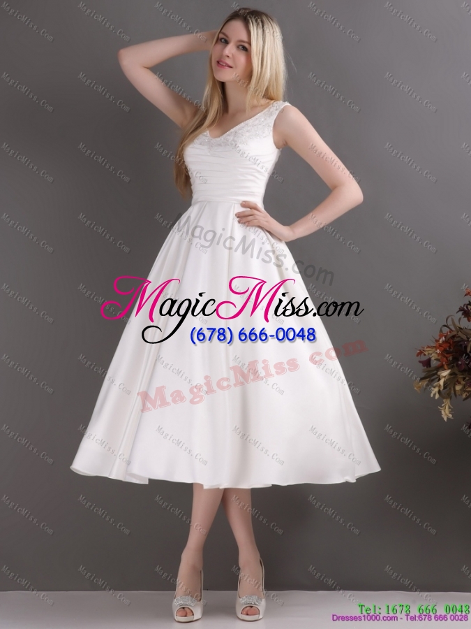 wholesale 2015 popular beaded ruched  wedding dresses in white
