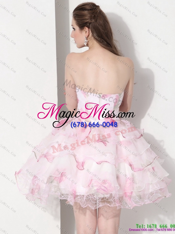 wholesale multi color strapless short wedding dresses with hand made flower