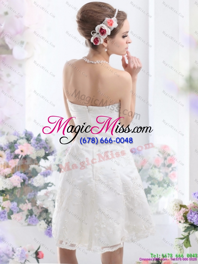 wholesale 2015 classical sweetheart mini length wedding dress with lace