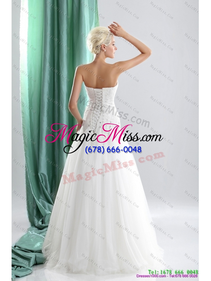 wholesale 2015 popular sweetheart beaded wedding dresses in white