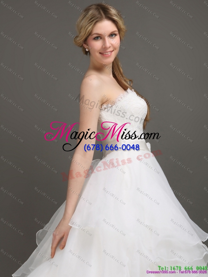 wholesale the most popular white wedding dresses with brush train and sash