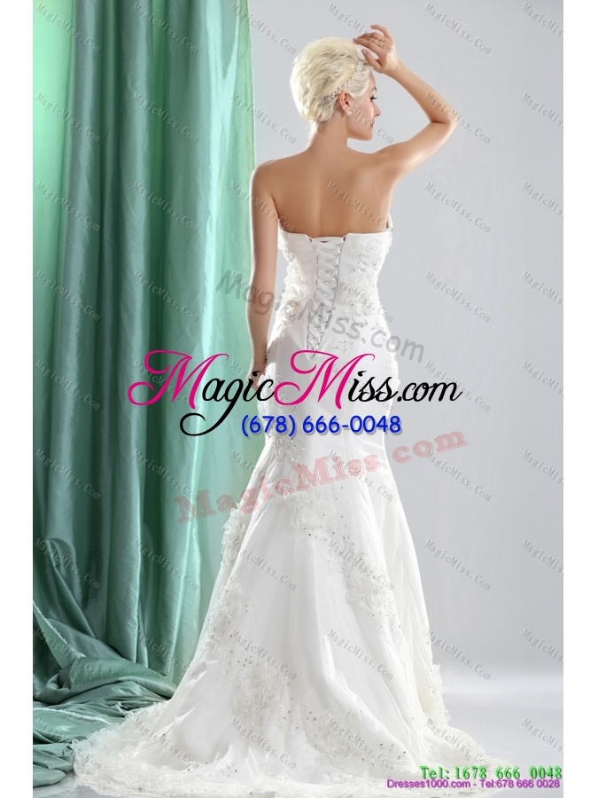 wholesale pretty white sweetheart wedding dresses with sequins and brush train