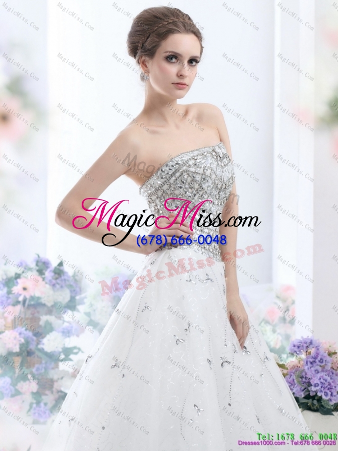wholesale perfect white strapless 2015 wedding dresses with rhinestones