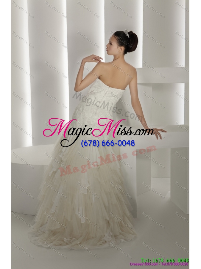 wholesale strapless ruffles and appliques white wedding dresses for 2015