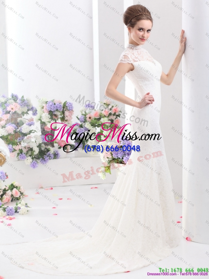 wholesale 2015 flirting high neck wedding dress with mermaid