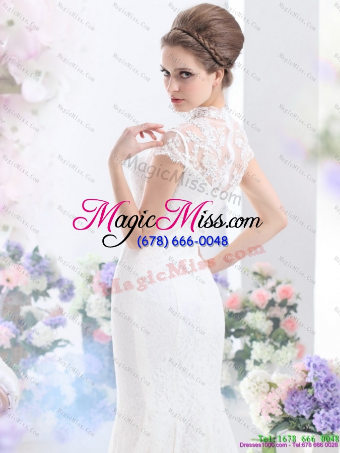 wholesale 2015 flirting high neck wedding dress with mermaid