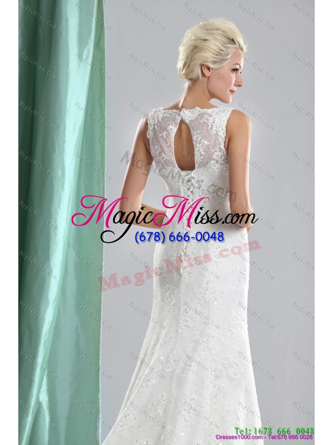wholesale 2015 new style lace and beading wedding dress with brush train