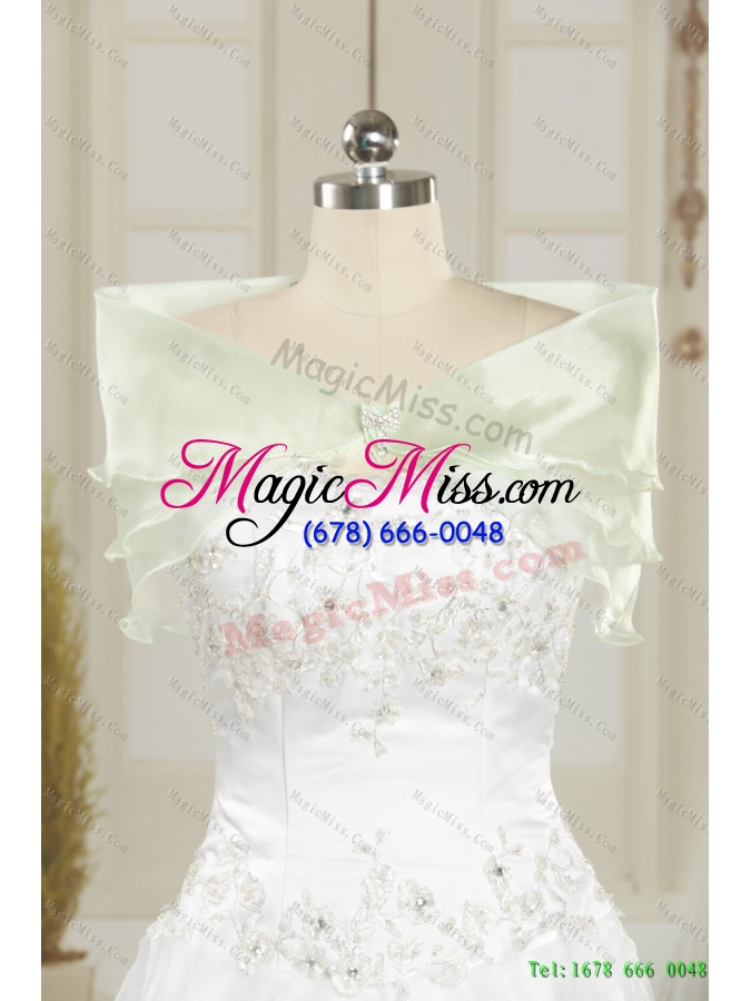 wholesale fashionable lace white wedding dress with brush train for 2015