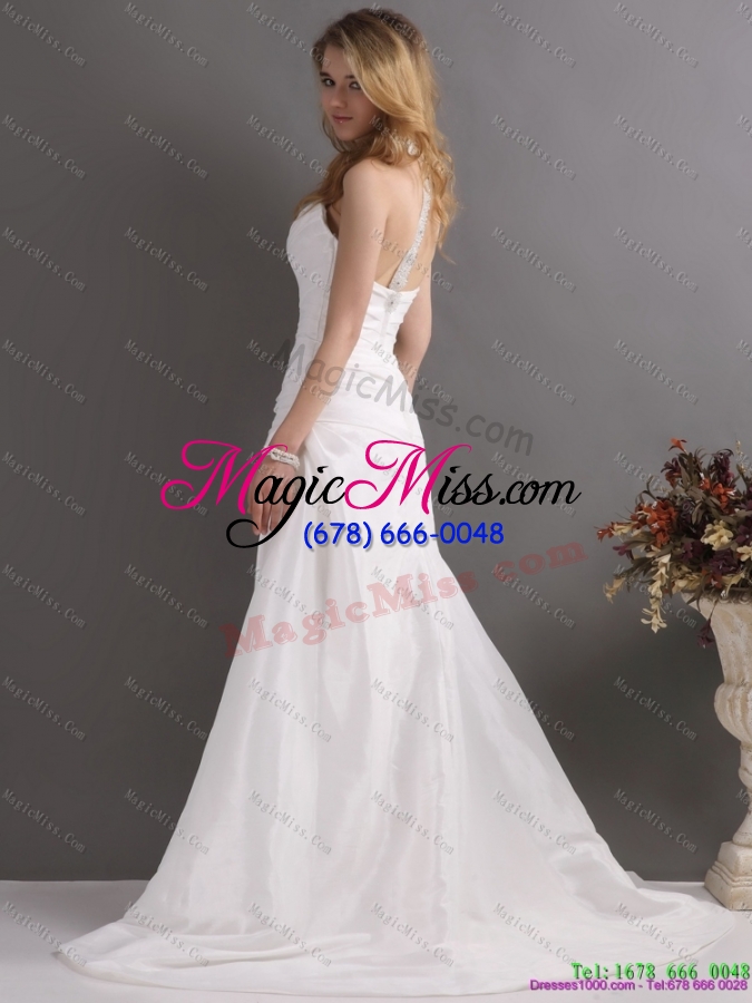 wholesale 2015 the super hot halter top wedding dress with beading and ruching