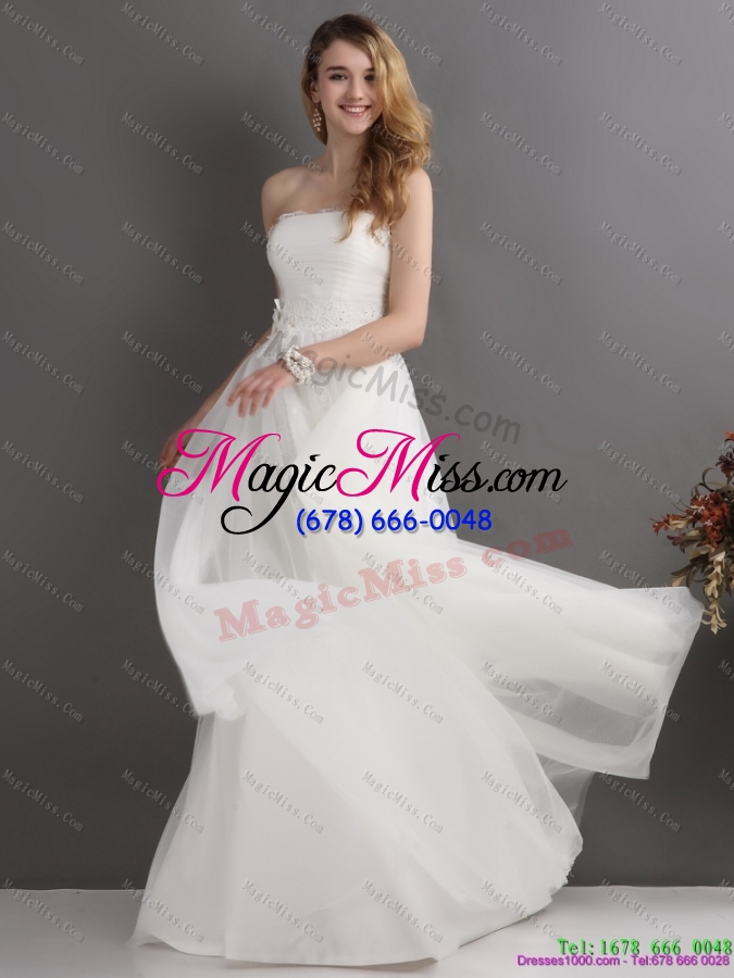 wholesale 2015 beautiful strapless wedding dress with beading and appliques