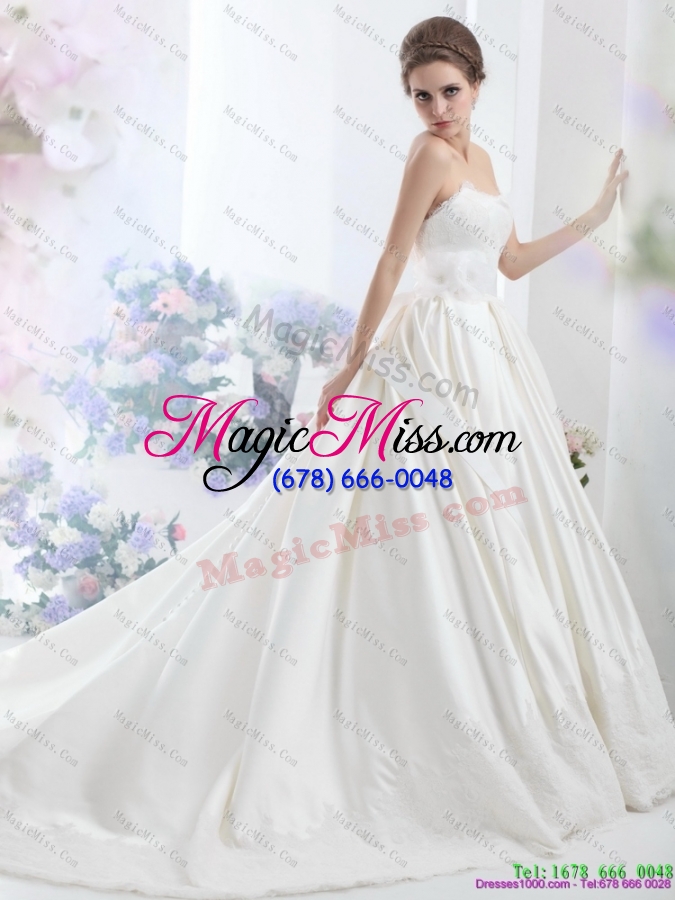 wholesale 2015 modest sweetheart wedding dress with lace and sashes