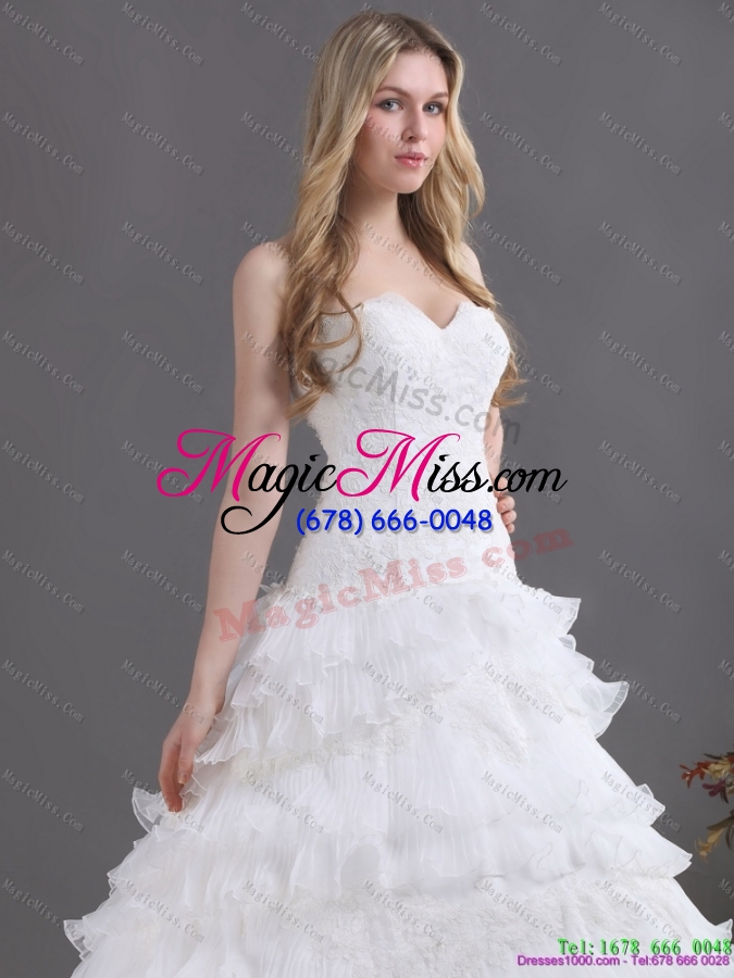 wholesale 2015 brand new sweetheart wedding dress with lace and ruffles