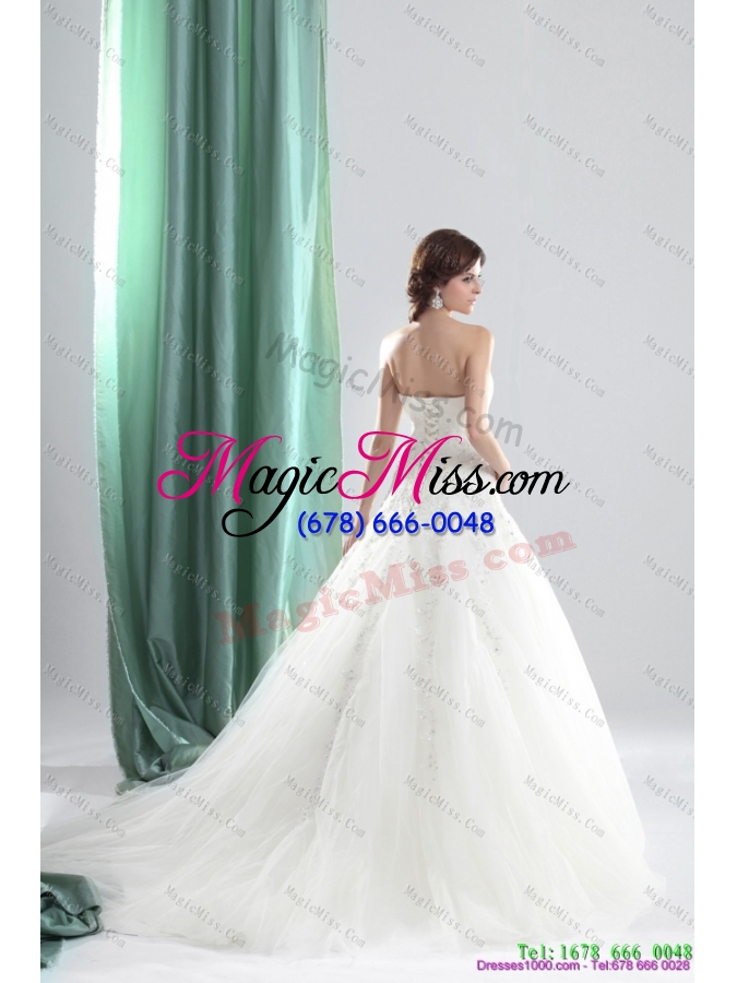 wholesale 2015 pretty sweetheart a line wedding dress with appliques