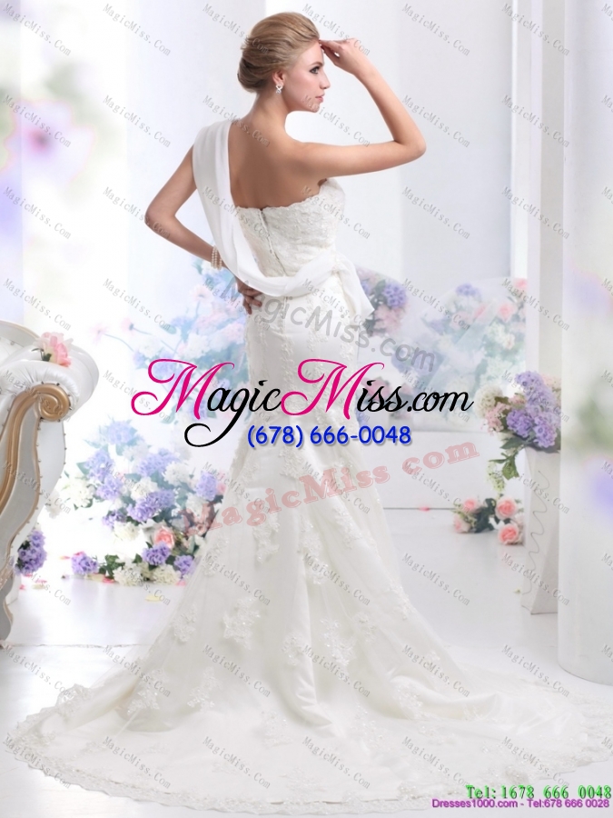 wholesale 2015 beautiful strapless lace white wedding mermaid dress