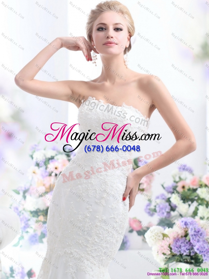 wholesale 2015 new style strapless mermaid wedding dress with lace